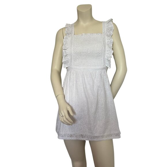 NWT Lulus Sweet Bliss White Eyelet Ruffled Backless Mini Dress Small - Picture 3 of 10